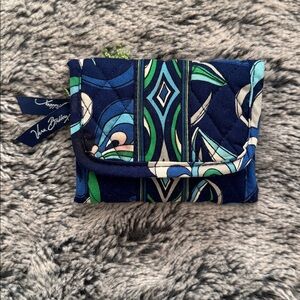 New Vera Bradley Navy, Green & Cream Quilted Fold Wallet